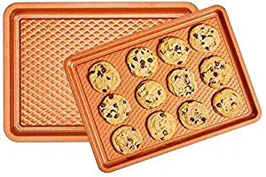 Copper Chef Diamond Bakeware 2-Pack Baking Tray Cookie Sheet Set (9x13 and 10x15) - Non Stick Chef-Grade Baking Pans - Baking Sheets for Oven