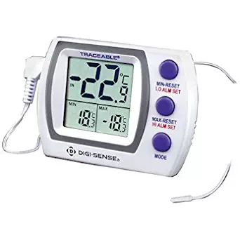 Digi-Sense Traceable Jumbo Refrigerator/Freezer Thermometer with Calibration; Wire Probe