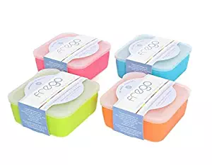 Frego Award-Winning Plastic-Free Glass and Silicone Food Container | 2 Cups | Variety Pack - Blue, Orange, Lime Green and Honeysuckle