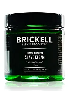 Brickell Men's Smooth Brushless Shave Cream for Men, Natural and Organic Smooth Shaving Lotion to Fight Nicks, Cuts and Razor Burn, 5 Ounce, Unscented