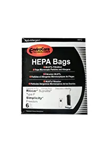12 Riccar HEPA Type F Vacuum Bags, Simplicity, Freedom, Supralite, Canister Vacuum Cleaners, RSLH-6, SF-6, RSL1, RSL1A, RSL1AC, RSL3C, RSL2, RSL3, RSL4, RSL5, RSL5C, SLPLUS, RFH-6, F3500 by Riccar