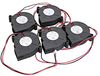 Vktech 5Pcs Black Brushless DC Cooling Blower Fan 5015S 5V 0.1-0.3A 50x15mm