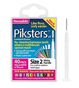 Piksters Interdental Brushes (40 Pack, Size 2 (White))