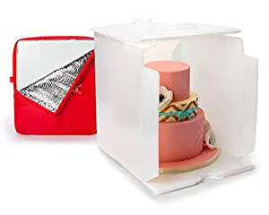 Innovative Sugarworks Small Cake Porter with Insulated Cover and Cake Carrier, 14" x 14" x 16", White