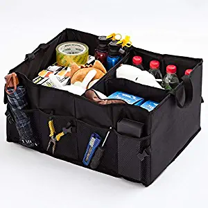 Zesion Car Trunk Storage Bag - with Cooling Bag, Multiple Adjustable Compartments, Foldable Cargo/Grocery Storage Box, Cabinet, with Handle and Dust/rain Cover