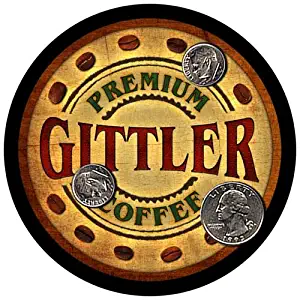 ZuWEE Brand Coffee Themed Coaster Set Featuring the Gittler Family Name