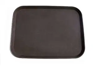 New Star Foodservice 25125 Non-Slip Tray, Plastic, Rubber Lined, Rectangular, 14 by 18-Inch, Brown