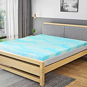 POLAR SLEEP Mattress Topper Queen, 3 Inch Gel Swirl Memory Foam Mattress Topper with Ventilated Design CertiPUR-US Certified - Queen