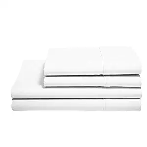 100% Cotton Sheets - Real 800 Thread Count Queen 4 Piece Bed Sheet Set - Soft & Smooth Hotel Luxury 4pc Sheet Set Solid 15 inches Deep Pocket (Queen, White)