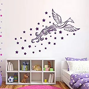 Firebird Wall Decals Star Bird Flight Vinyl Sticker Kids Nursery Room Bedroom Decal Home Decor Art Murals MR412