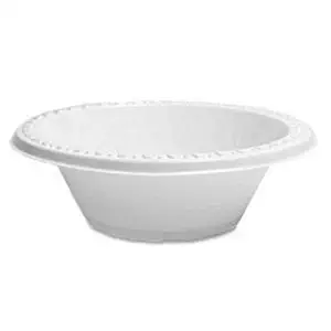 Basix 12 oz Disposable Plastic Bowls Microwave Safe, White 1 Pack (100 Plates)