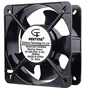 1 Piece Gdstime AC Fan 135mm 135mm x 38mm AC 220V 240V 2 Wire 13538 Metal Case Cooling Fan