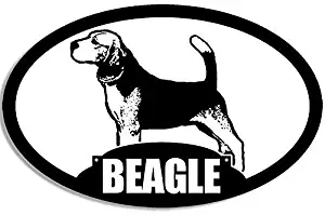 MAGNET 3x5 inch Oval Beagle Silhouette Sticker (Dog Breed) Magnetic vinyl bumper sticker sticks to any metal fridge, car, signs