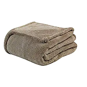 WarmZone Heat Reflective Blanket, Khaki (Throw) – Thermo-Conducive Coating Reflects Body Heat for Pleasant Warmth – Ultra-Soft Micro-Sherpa Fabric – 100% Safe, No Cords or Plugs – Machine Washable