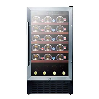 Summit SWC1840B 18 Inch Wide 3.3 Cu. Ft. Capacity Built-In Single Zone Wine Cooler