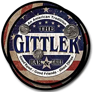 ZuWEE Brand Patriotic Bar and Grill Coaster Set Personalized with the Gittler Family Name