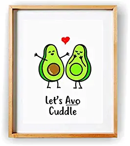 Avocado wall decor - Avocuddle Print - pun valentines decor - Food Illustration - lovers gift - Nursery decor - Let's avocuddle - Funny Valentine’s Day - Boyfriend gift - girlfriend gift