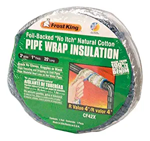 Frost King CF42X Foil Backed "No Itch" Natural Cotton Pipe Wrap, 3-Inch x 1-Inch x 25-Feet