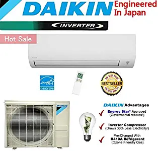 Daikin 12,000 BTU 24.5 SEER Ductless Mini Split Air Conditioner 2015 / High Efficiency/High Energy Saving/High Seer Inverter Air Conditioner Heating, Cooling, Dehumidification, Ventilation 1 TON