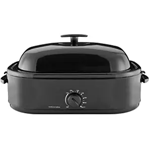 Mainstays 20-Pound Turkey Roaster with High-Dome Lid, 14-Quart, Black by Mainstay (black)