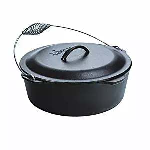 Lodge 9 Quart Cast Iron Dutch Oven. Pre Seasoned Cast Iron Pot and Lid with Wire Bail for Camp Cooking (Renewed)