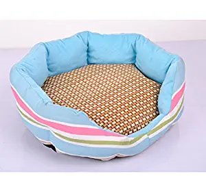 DSFSFFF Dog Pet Breathable Sleeping Mat Bed Puppy Cat Doggie Cooling Pad Cushion Oval Grid Bamboo Mats,L