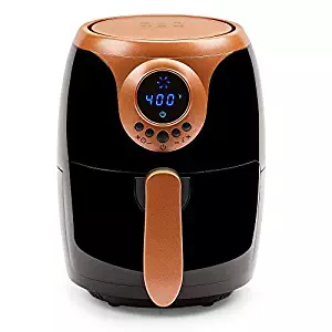 Copper Chef 2 QT Black and Copper Air Fryer - Turbo Cyclonic Airfryer With Rapid Air Technology For Less Oil-Less Cooking. Includes Recipe Book
