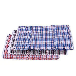 Set of 4 Extra-Large Plastic Checkered Storage Laundry Shopping Bags W. Zipper & Handles Size 23"x23"x5"