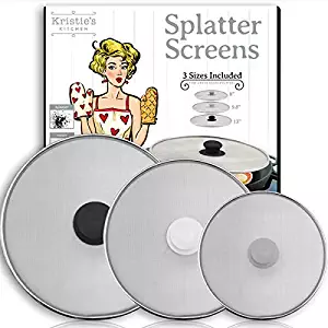 Splatter Screen for Frying Pan - Grease Splatter Guard - Set of 3 – No Cooking Oil Mess – No Burns – Ultra Fine Mesh Lids – Rust Free Stainless Steel