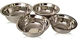 Checkered Chef Stainless Steel Mixing Bowl Set, 4 Metal Prep Bowls. Dishwasher Safe.