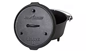 Camp Chef DO10-6 Quart Dutch Oven Pre-Seasoned Cast Iron with Lift Tool and Lid