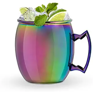 Blush Moscow Mule Copper Mug Irridescent Glass, Set of 1, Multicolor