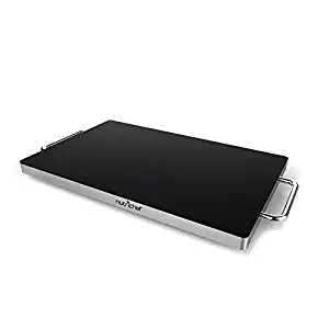 NutriChef Stainless Warming Hot Plate - Keep Food Warm w/ Portable Electric Food Tray Dish Warmer w/ Black Glass Top, For Restaurant, Parties, Buffet Serving, Table or Countertop Use - AZPKWTR45