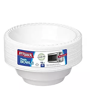 Propack 18 Ounce Disposable Bowls Microwave Safe 50 Count White