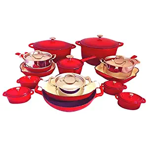 Le Chef 25-Piece Cookware Set, Cherry and Silver.