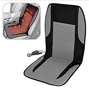 BDK ComfyThrones Car Seat Cushion Warmer 12V w/ 3 Temperatures and Timer - Soft Padded Velour - Instant Heat Seat Cushion for Car (Two-Toned Grey)