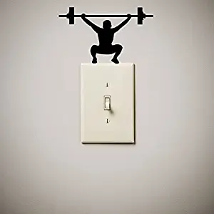 JS Artworks Weightlifting Fitness Gym Workout Cute Funny Vinyl Decal Sticker for Light Switch Our Wall outlets