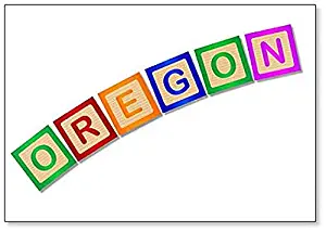 Oregon Wooden Block Letters Illustration Fridge Magnet
