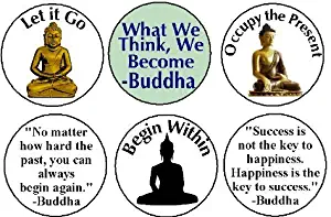 Set of 6 BUDDHA Magnets - Buddhism Yoga Meditate Quotes Life Inspirational