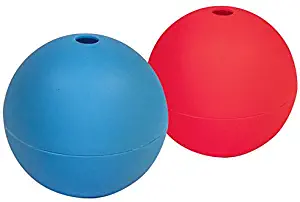 Better Kitchen Products Extra Large Ice Ball Maker Molds, Set of 2, Silicone, 6cm Round Ice Balls for Whiskey, Bourbon, Drinks, Blue and Red
