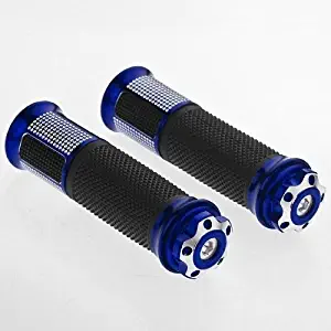 2 X 7/8"(22mm) Universal Motorcycle Parts Enduro Dual Sport Bike MX Motocross Aluminum & Soft Rubber Gel Handlebar Handle bar Grips Blue (B4#) Fit for KAWASAKI NINJA 250R 2008-2012 (F-25/K-25)