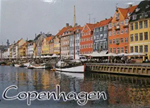 World By Shotglass Copenhagen Denmark Fridge Collector's Souvenir Magnet 2.5" X 3.5"