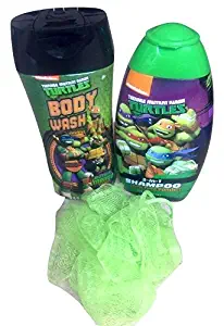 Teenage Mutant Ninja Turtles Bath Set Bundle Includes Body Wash, sponge and 2-in-1 shampoo