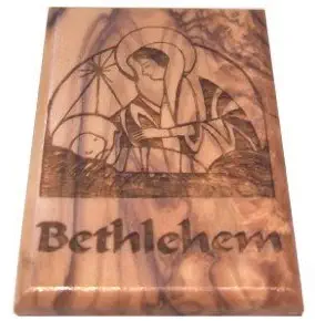 Holy Land Market Bethlehem Nativity Scene Magnet - Olive wood (6x4 cm or 2.4x1.6)