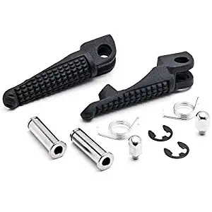 Tencasi Black Motorcycle Front Foot Pegs Footrests Left & Right for Kawasaki Ninja 300R 250R ZX6R/636 ZX636R ZX-6 ZX10R Z1000 Z900 Z800 Z650 Z750R Ninja 650R ZX14R ZZR600 Z750 Z750S