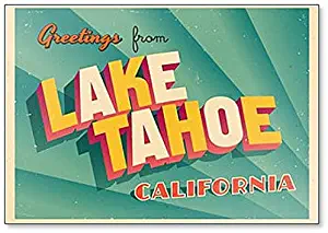Vintage Touristic Illustration From Lake Tahoe, California Fridge Magnet
