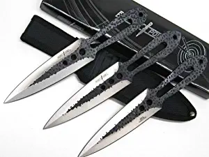 New Perfect Point Black 9" THROWERS Ninja Throwing Knives 3 ProTactical'US - Limited Edition - Elite Knife with Sharp Blade Set + Sheath