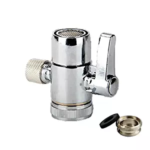 Weirun Kitchen Bathroom Sink Faucet Water Filter Diverter Valve for Push on 3/8 inch Tubing Replacement Part Adapter with M22 X M24 Connector , Polished Chrome
