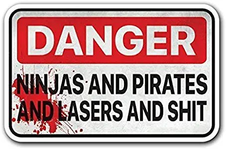 MAGNET DANGER NINJAS AND PIRATES AND LASERS AND SHIT - Decal Sticker for Toolbox Car Truck Tool magnet car truck magnetic vinyl sticks to any metal surface6.4 Inches x 4.1 Inches (16.2 cm x 10.4 cm)