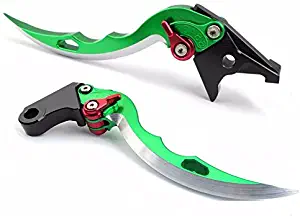 Keewor CNC Adjustable Blade Brake Clutch Levers for Kawasaki NINJA 250R 2008-2012 NINJA 300R 2013-2016 Green